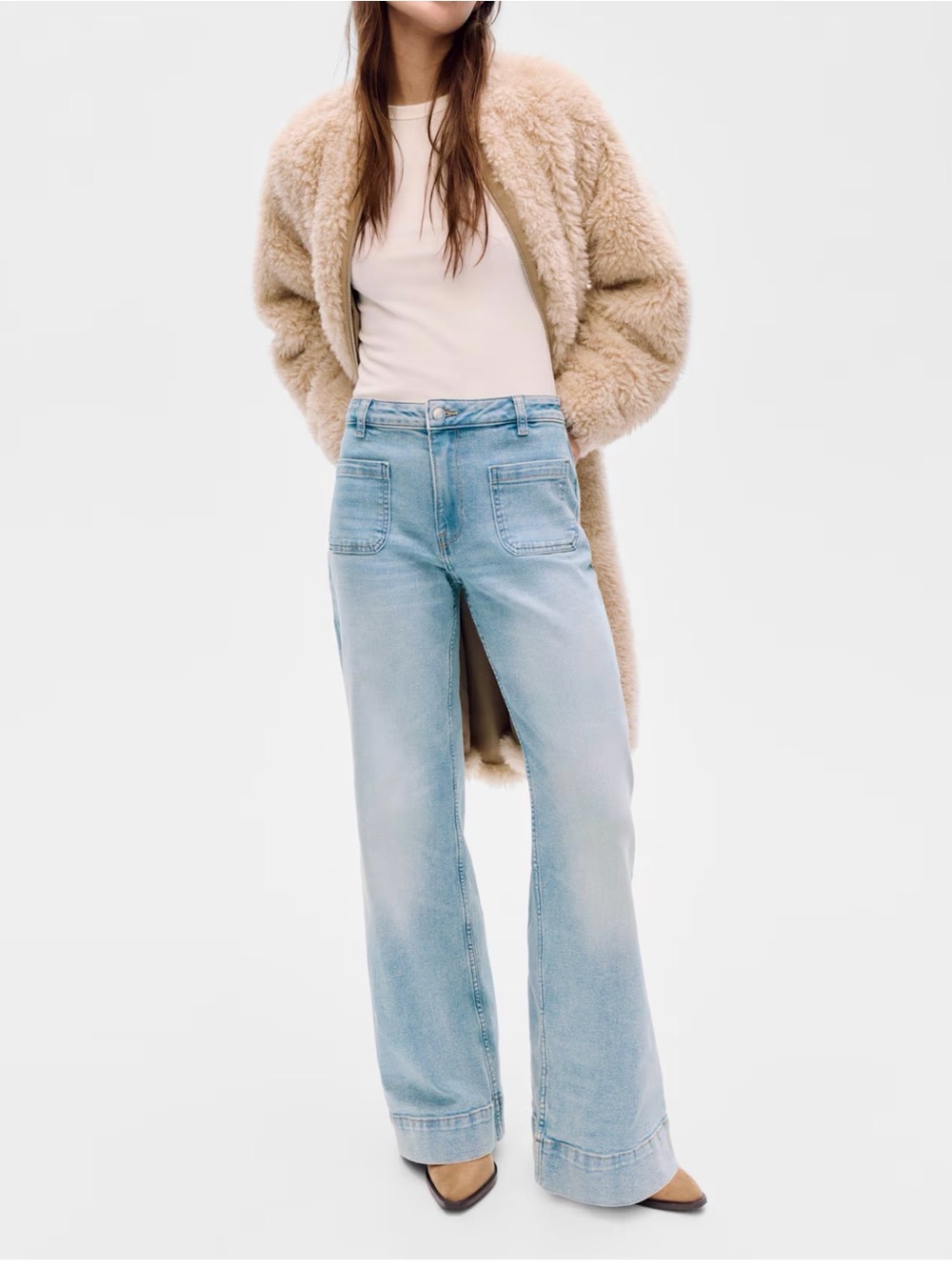 H&M High-Rise Wide Leg Light Wash Jeans